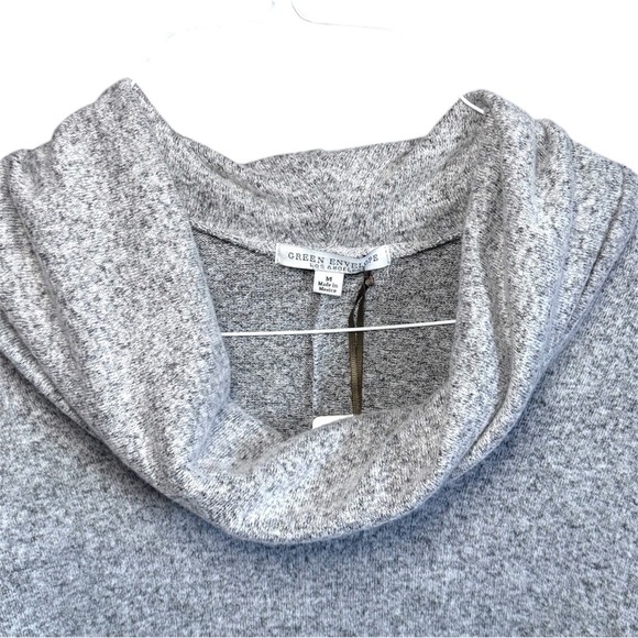Green Envelope Gray Cowl Neck Sweater with Three-Quarter Sleeves Medium - Picture 3 of 6